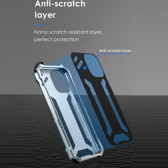 For iPhone 13 Pro R-JUST Shockproof Armor Metal Protective Case (Blue)