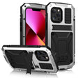 For iPhone 13 R-JUST Shockproof Waterproof Dust-proof Metal + Silicone Protective Case with Holder(Silver) - iPhone 13 Cases by R-JUST | Online Shopping South Africa | PMC TechLife | Buy Now Pay Later Mobicred