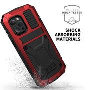 For iPhone 13 Pro Max R-JUST Shockproof Water-resistant Dust-proof Metal + Silicone Protective Case with Holder (Red)