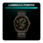 SKMEI 9193 Men Golden Dragon Pattern Calendar Dial Luminous Quartz Watch(Gold Black)