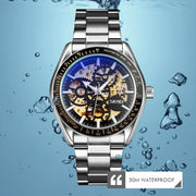 SKMEI 9194 Men Mechanical Gear Dial Automatic Mechanical Watch(Gold)