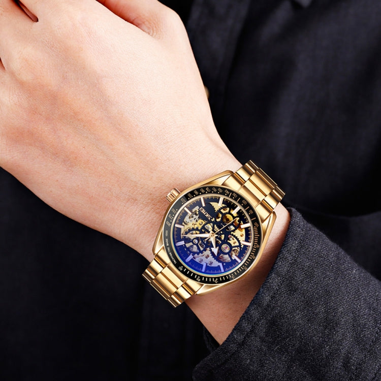 SKMEI 9194 Men Mechanical Gear Dial Automatic Mechanical Watch(Gold Black)