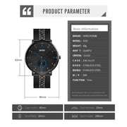 SKMEI 9218 Men Horizontal Striped Arabic Numeral Dial Mesh Belt Quartz Watch(Blue)
