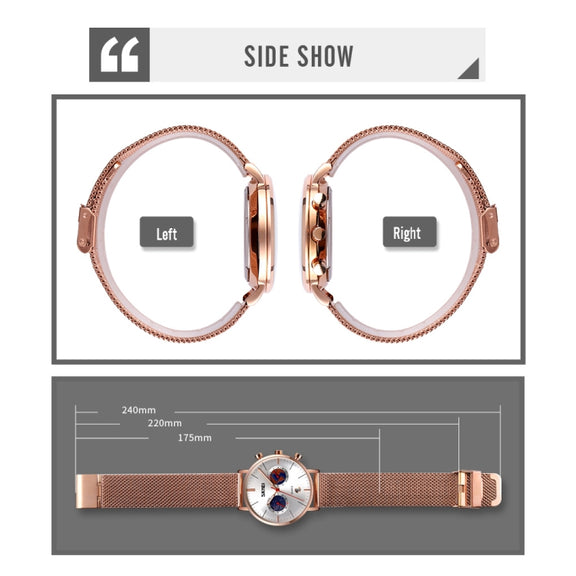 SKMEI 9231 Men Map Pattern Calendar Stopwatch Stainless Steel Strap Quartz Watch(Rose Gold)