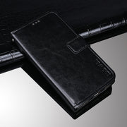 idewei Crazy Horse Texture Horizontal Flip Leather Case with Holder & Card Slots & Wallet For Oukitel C21 Pro(Black)