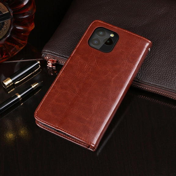 idewei Crazy Horse Texture Horizontal Flip Leather Case with Holder & Card Slots & Wallet For Oukitel C21 Pro(White)