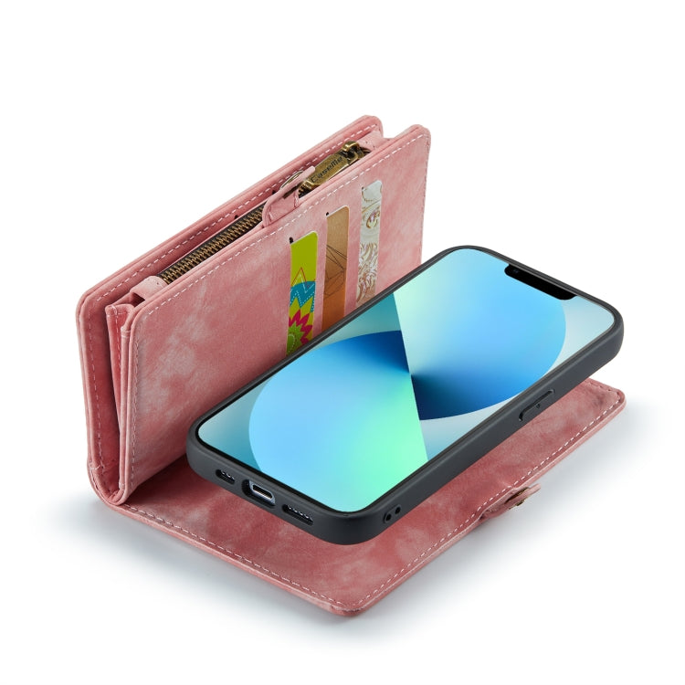 For iPhone 13 Pro CaseMe-008 Detachable Multifunctional Horizontal Flip Leather Case(Pink)