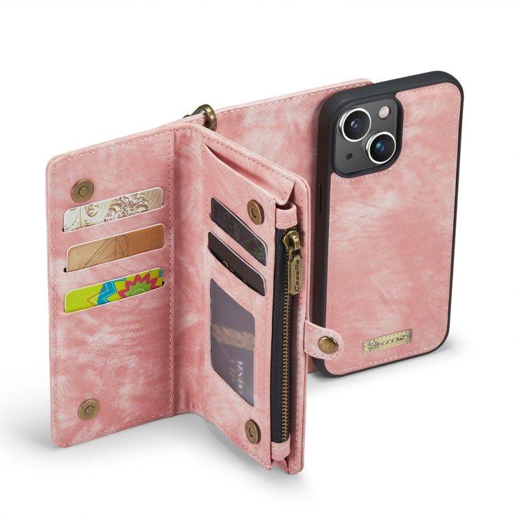 For iPhone 13 mini CaseMe-008 Detachable Multifunctional Horizontal Flip Leather Case(Pink)