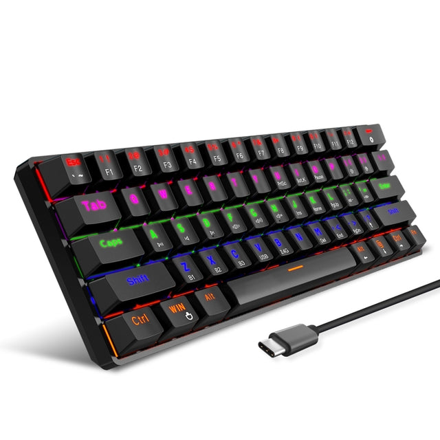 HXSJ L800 61 Keys Bluetooth 5.0 / 2.4G Wireless / Type-C Wired Three Modes Blue Shaft Mechanical Keyboard(Black)