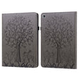 For Huawei MediaPad M5 lite Tree & Deer Pattern Pressed Printing Horizontal Flip PU Leather Case with Holder & Card Slots(Grey) - Huawei by PMC TechLife | Online Shopping South Africa | PMC TechLife | Buy Now Pay Later Mobicred