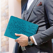 For Huawei MatePad 11 2021 Tree & Deer Pattern Pressed Printing Horizontal Flip PU Leather Case with Holder & Card Slots(Blue)