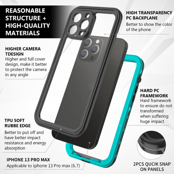 For iPhone 13 Pro Max RedPepper Transparent Dot Shockproof Water-resistant PC + TPU Protective Case  (Blue)