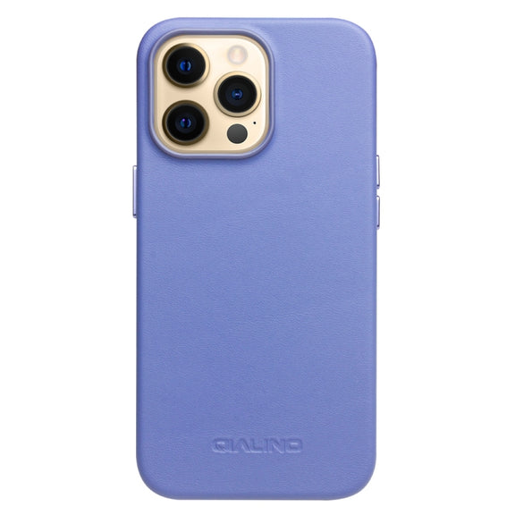 For iPhone 13 Pro QIALINO Nappa Cowhide MagSafe Magnetic Protective Case (Blue)