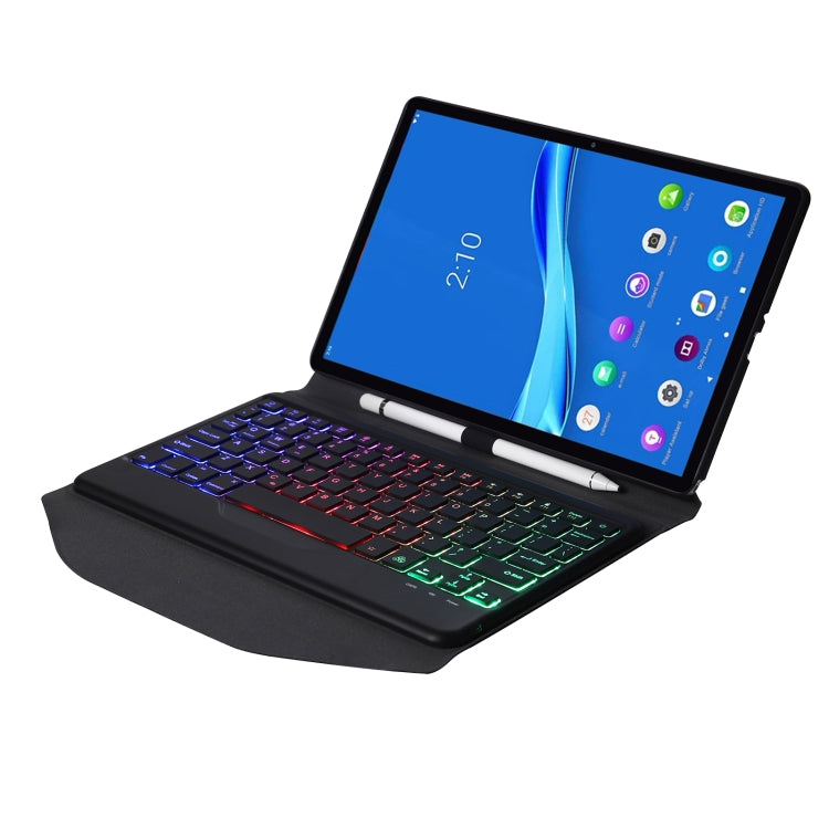 BM10S Backlight Edition Diamond Texture Detachable Bluetooth Keyboard Leather Tablet Case with Pen Slot & Triangular Back Support For Lenovo Smart Tab M10 HPD Plus TB-X606F 10.3 inch(Black)