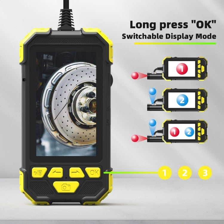 Y19 5.5mm Single Lens Hand-held Hard-wire Endoscope with 4.3-inch IPS Color LCD Screen, Cable Length:2m(Yellow)