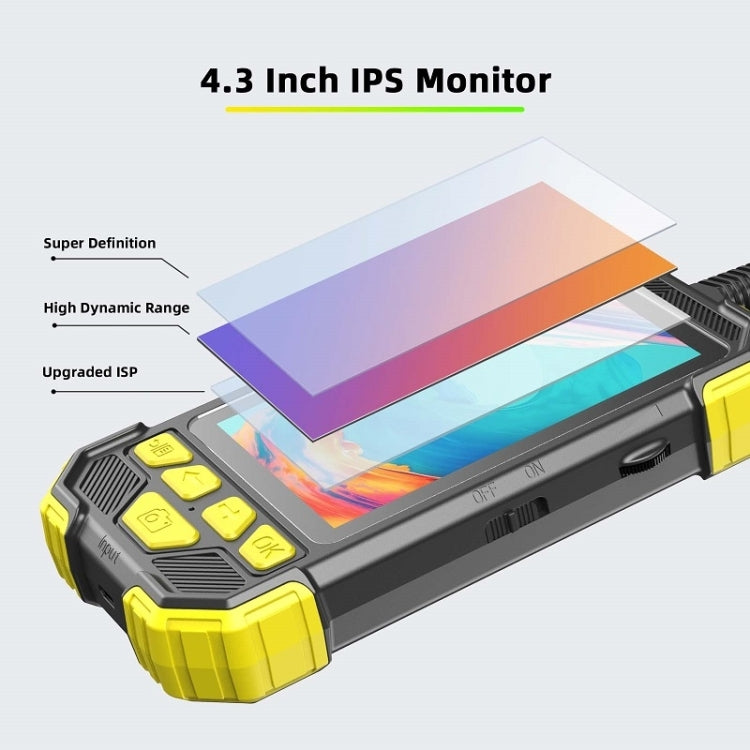 Y19 7.9mm Dual Lens Hand-held Hard-wire Endoscope with 4.3-inch IPS Color LCD Screen, Cable Length:5m(Yellow)
