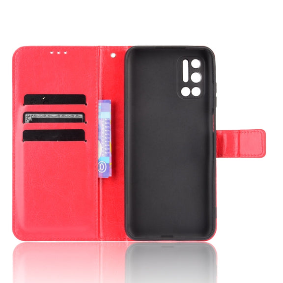 For Doogee N40 Pro Crazy Horse Texture Horizontal Flip Leather Case with Holder & Card Slots & Lanyard(Red)