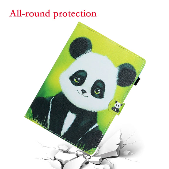 10 inch Universal Colored Drawing Horizontal Flip PU Leather Case with Holder & Card Slot(Panda)