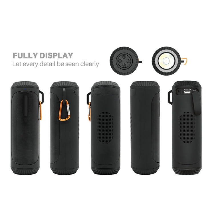 NewRixing NR-4016A TWS Outdoor Splashproof Bluetooth Speaker with Carabiner Handle & SOS Flashlight(Black)
