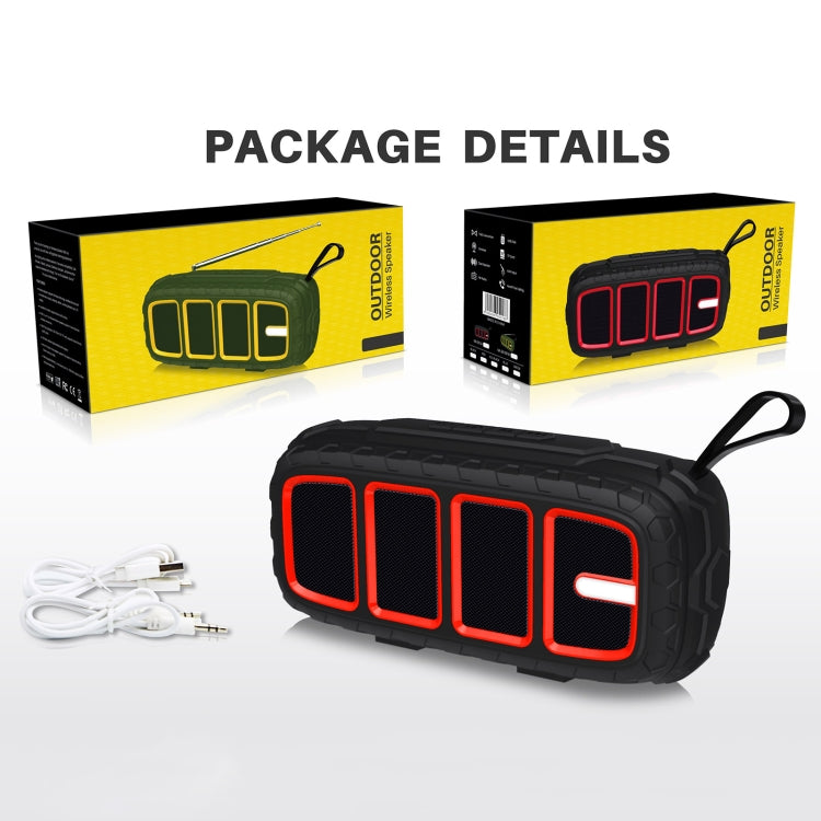 NewRixing NR-5018 Outdoor Portable Bluetooth Speaker, Support Hands-free Call / TF Card / FM / U Disk(Black+Red)