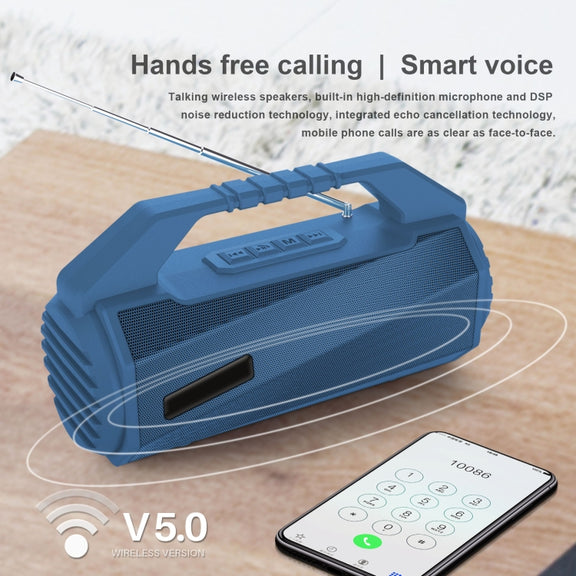 NewRixing NR-4025FM Outdoor Splash-proof Water Portable Bluetooth Speaker, Support Hands-free Call / TF Card / FM / U Disk(Blue)