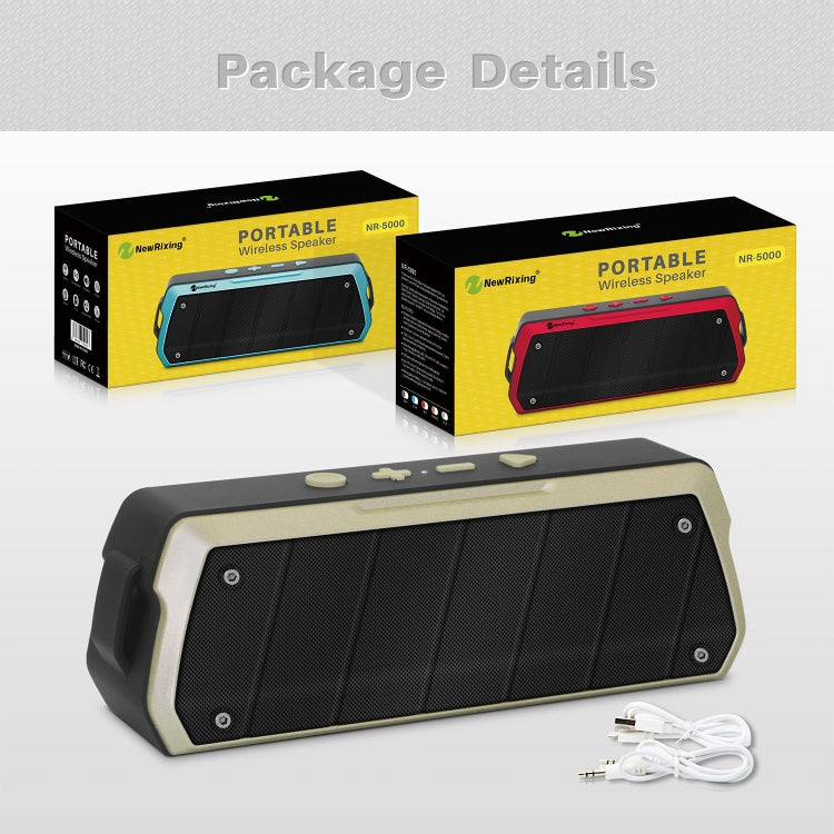 NewRixing NR-5000 IPX5 High Fidelity Bluetooth Speaker, Support Hands-free Call / TF Card / FM / U Disk(Orange)
