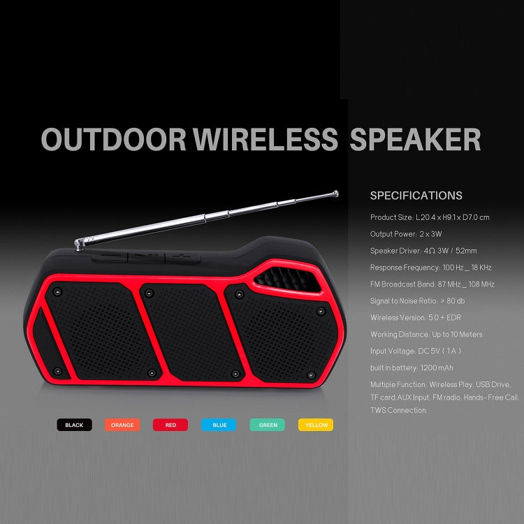 NewRixing NR-5011fm Outdoor Portable Bluetooth Speakerr, Support Hands-free Call / TF Card / FM / U Disk(Black)