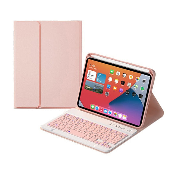 HK006 Square Keys Detachable Bluetooth Keyboard Leather Tablet Case with Holder for iPad mini 6(Pink)