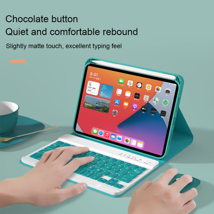 HK006D Square Keys Detachable Bluetooth Solid Color Keyboard Leather Tablet Case with Colorful Backlight & Holder for iPad mini 6(Black)