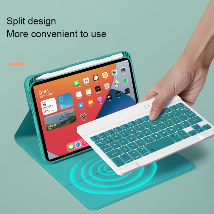 HK006D Square Keys Detachable Bluetooth Solid Color Keyboard Leather Tablet Case with Colorful Backlight & Holder for iPad mini 6(Pink)