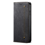 For OPPO Reno 2 Denim Texture Casual Style Horizontal Flip Leather Case with Holder & Card Slots & Wallet(Black)