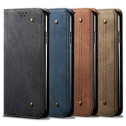 For OPPO Reno 2 Denim Texture Casual Style Horizontal Flip Leather Case with Holder & Card Slots & Wallet(Black)