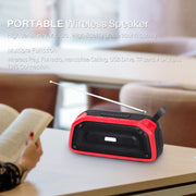 New Rixing NR-906FM TWS Water-resistant Bluetooth Speaker Support Hands-free Call / FM with Handle & Antenna(Black)
