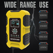 FOXSUR 10A 12V 7-segment Motorcycle / Car Smart Battery Charger, Plug Type:US Plug(Yellow)