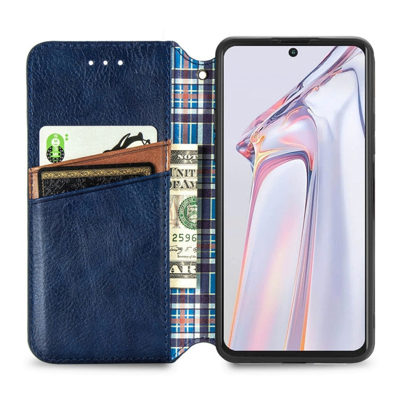 For Blackview A100 Cubic Grid Pressed Horizontal Flip Magnetic PU Leather Case with Holder & Card Slots & Wallet(Blue)