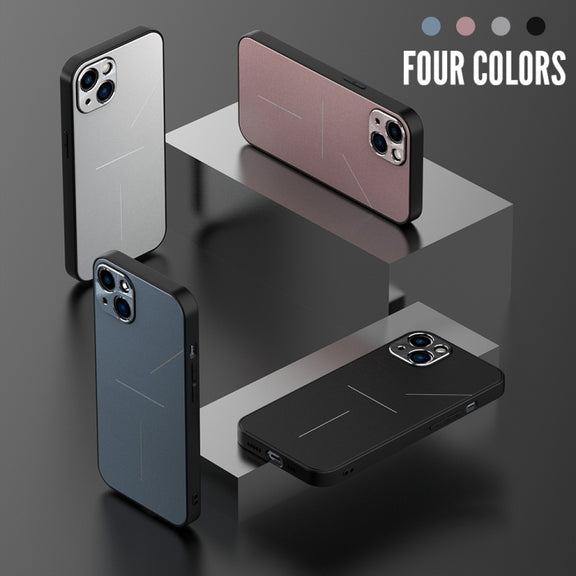 For iPhone 12 R-JUST RJ-52 3-Line Style Metal TPU Shockproof Protective Case(Pink)