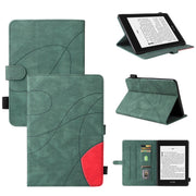 For Amazon Kindle Paperwhite 4 / 3 / 2 / 1 Dual-color Splicing Horizontal Flip PU Leather Case with Holder & Card Slots & Sleep / Wake-up Function(Green)