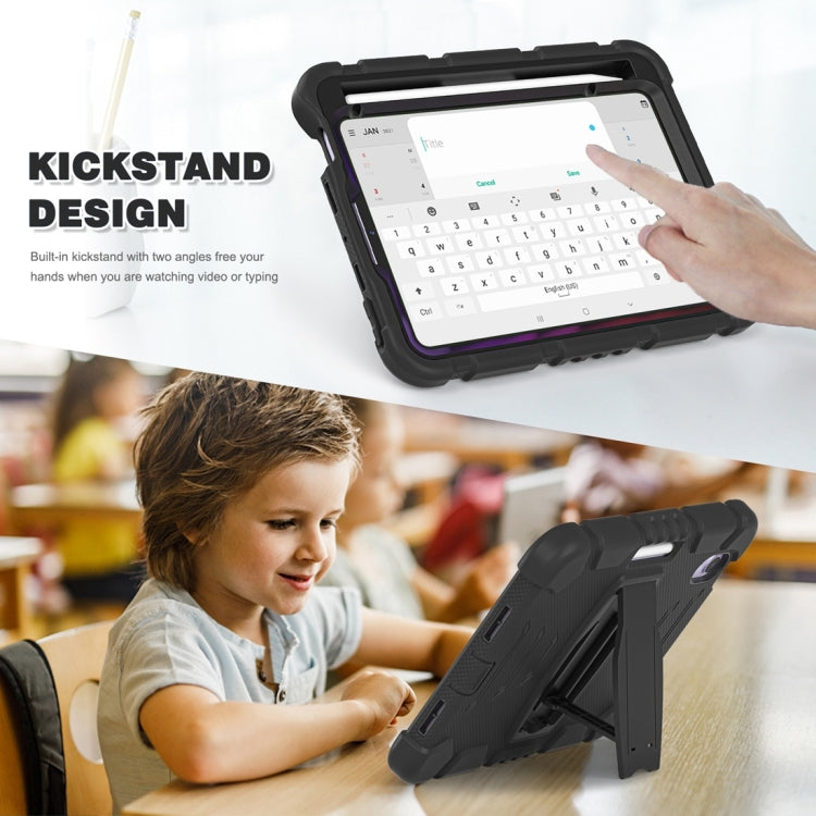 For iPad mini 6 3-Layer Protection Screen Frame + PC + Silicone Shockproof Combination Tablet Case with Holder(Black+Black)