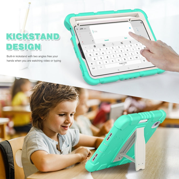 For iPad mini 6 3-Layer Protection Screen Frame + PC + Silicone Shockproof Combination Tablet Case with Holder(Mint Green)