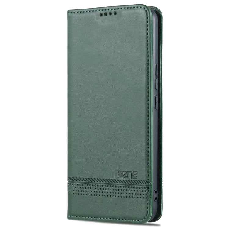 For U-MAGIC 30e AZNS Magnetic Calf Texture Horizontal Flip Leather Case with Card Slots & Holder & Wallet(Dark Green)