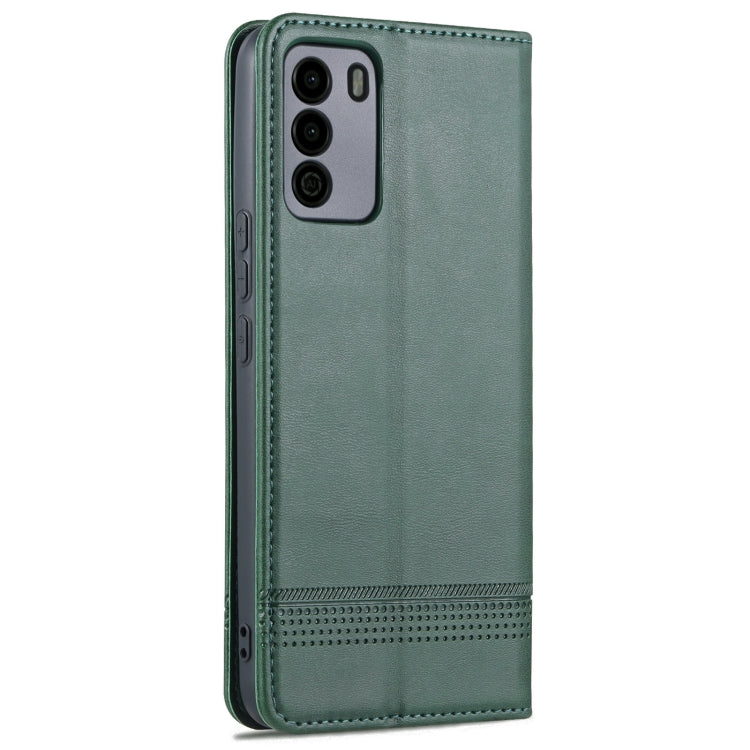 For U-MAGIC 30e AZNS Magnetic Calf Texture Horizontal Flip Leather Case with Card Slots & Holder & Wallet(Dark Green)