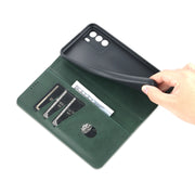 For U-MAGIC 30e AZNS Magnetic Calf Texture Horizontal Flip Leather Case with Card Slots & Holder & Wallet(Dark Green)