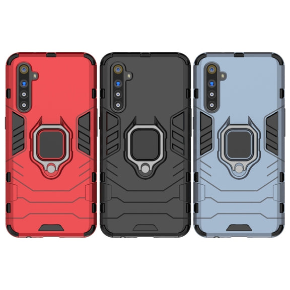For OPPO Realme XT & K5 Shockproof PC + TPU Protective Case with Magnetic Ring Holder(Black)