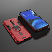 For OPPO Reno2 Z Shockproof PC + TPU Protective Case with Magnetic Ring Holder(Red)