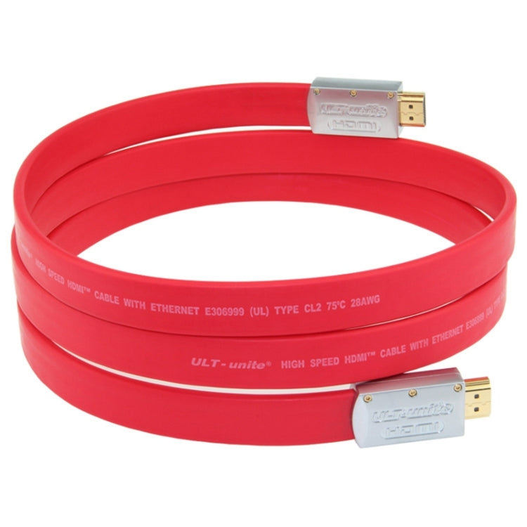 ULT-unite 4K Ultra HD Gold-plated HDMI to HDMI Flat Cable, Cable Length:1.5m(Red)