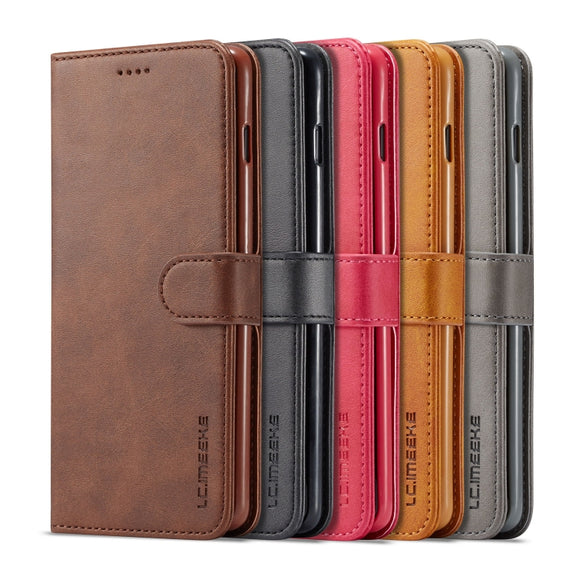 For Galaxy S10 Plus LC.IMEEKE Calf Texture Horizontal Flip Leather Case, with Holder & Card Slots & Wallet(Yellow)