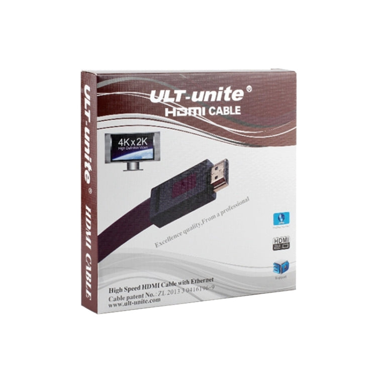 ULT-unite 4K Ultra HD Gold-plated HDMI to HDMI Flat Cable, Cable Length:5m(Transparent Red)