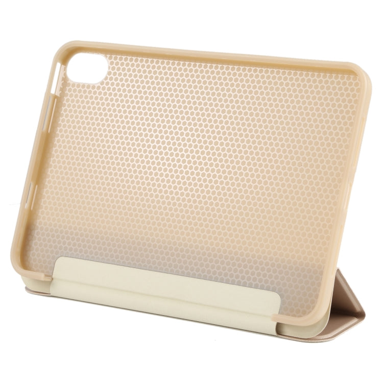 For iPad mini 2024 / mini 6 GEBEI Shockproof Horizontal Flip Tablet Case with Three-folding Holder(Gold)