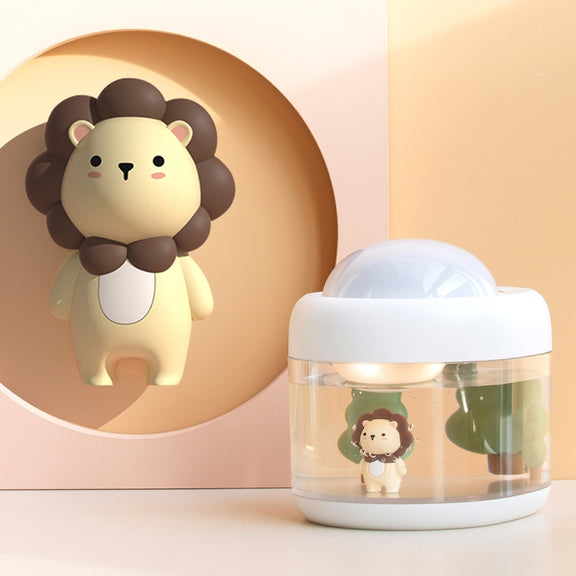 J221 Multifunctional Night Light Projection Humidifier(White Lion)