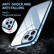 For iPhone 13 HD Magnetic Metal Frame Double-sided Tempered Glass Phone Case(Red)